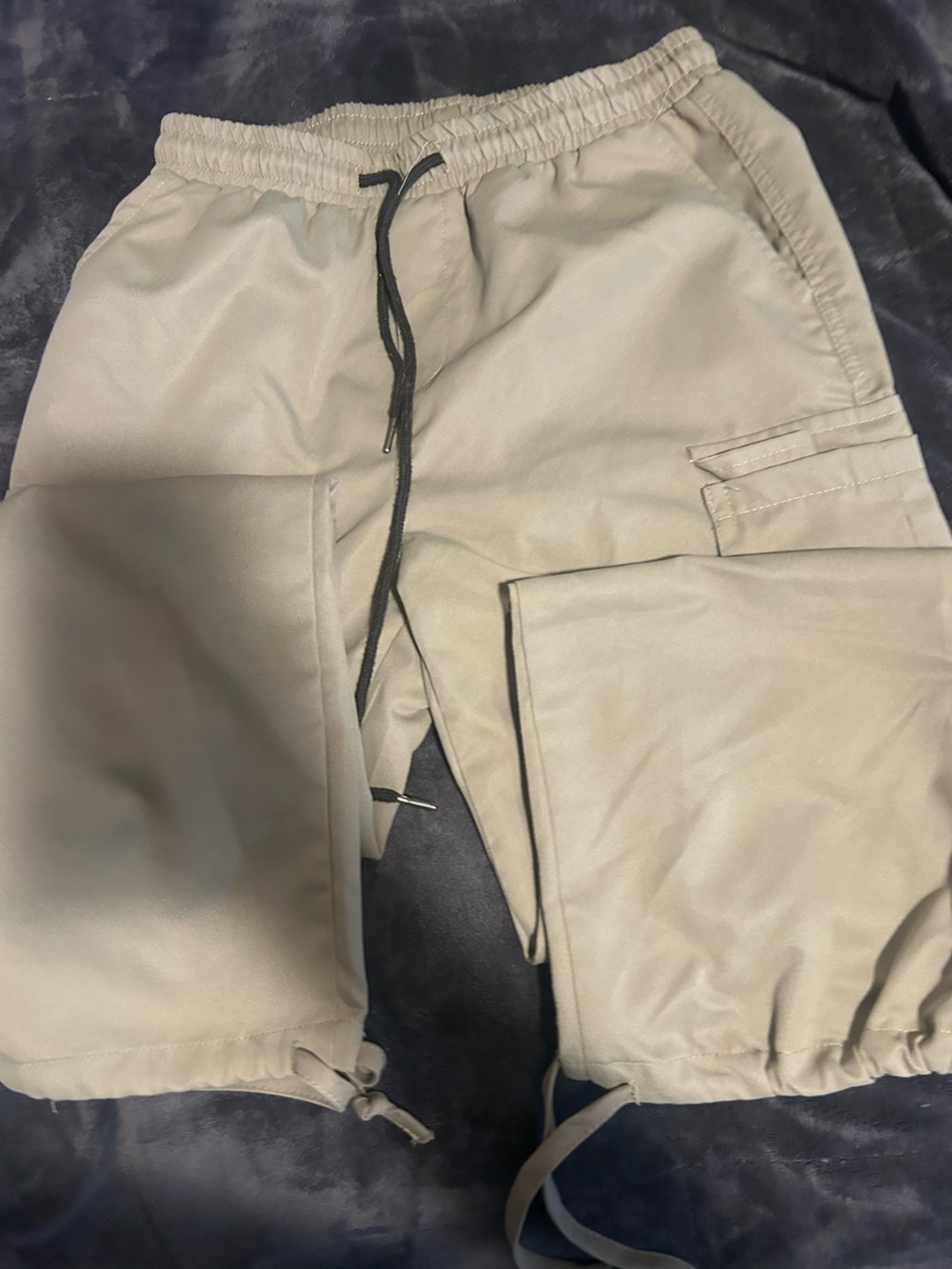 SHEIN Light Khaki Cargo Jogger Pants with Drawstring